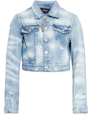 DSquared² Denim Jacket With Vintage Effect - Blue
