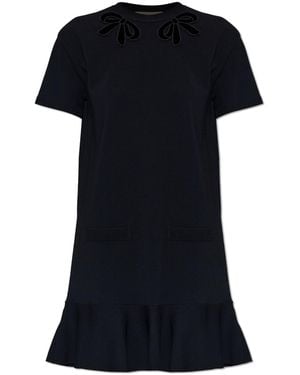 Valentino Garavani Dress With Velvet Appliqués - Black