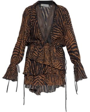 Blumarine Dress With Animal Print - Brown