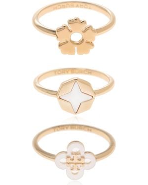 Tory Burch Set Of Three Rings - White