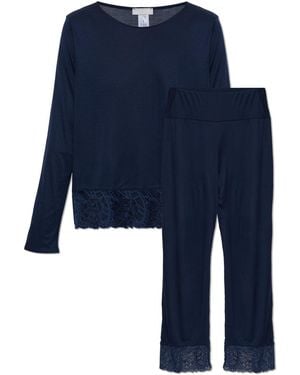 Hanro Two-Piece Pyjama Set From The 'Azelia' Collection - Blue