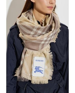 Burberry Scarf With Logo - Blue