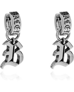 Balenciaga Earrings With Engraved Logo - Black