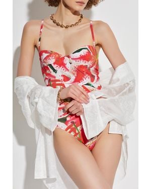 Tory Burch One-Piece Swimsuit With Floral Pattern - Red