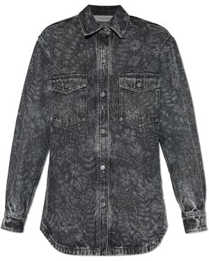 Golden Goose Denim Shirt With Floral Motif - Grey