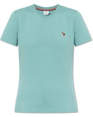 Paul Smith T-Shirt With A Patch, - Blue