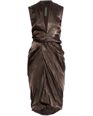 Rick Owens Sleeveless Wrap Dress - Brown