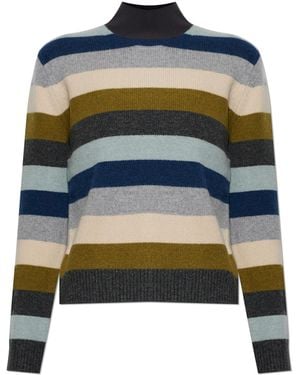 Tory Burch Wool Jumper With A Stand-Up Collar - Multicolour