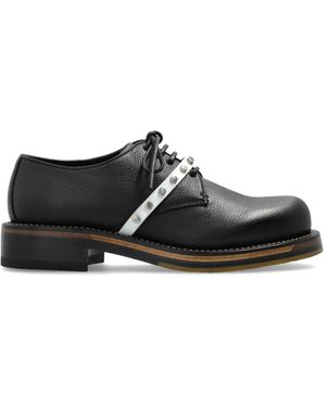 McQueen Leather Shoes With Studs, - Black