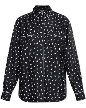 Moschino Silk Shirt With Print - Black