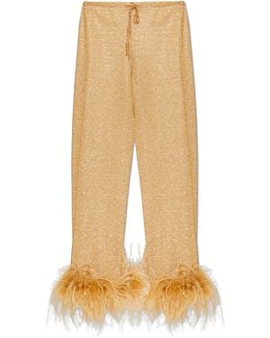 Oséree Trousers With Ostrich Feathers - Natural