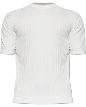 Eleventy Ribbed T-Shirt With A Crew Neckline - White