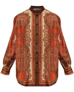 Zimmermann Silk Shirt With Print - Orange