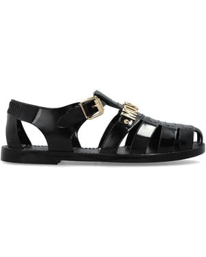 Moschino Rubber Sandals With Logo - Black