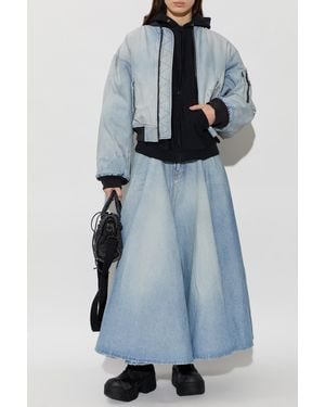 Balenciaga Denim Bomber Jacket - Blue