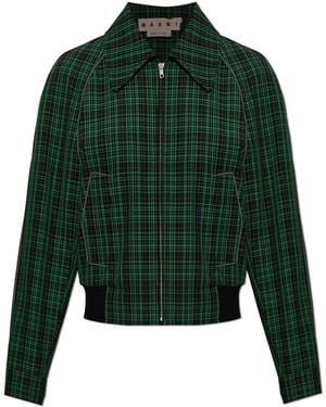 Marni Wool Checked Jacket - Green