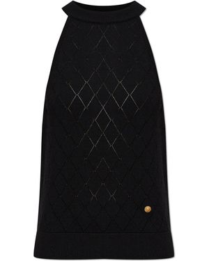 Balmain Wool Sleeveless Top - Black