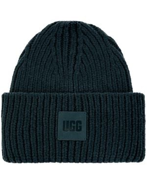 UGG Beanie Hat With Logo Patch - Blue
