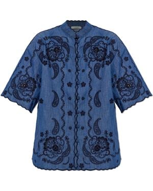 Zimmermann Denim Shirt With Openwork Pattern - Blue