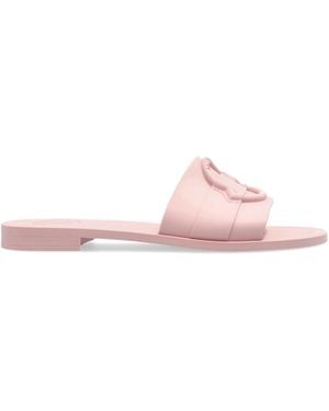 Moncler Slides With Logo - Pink
