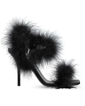 Moschino Heeled Sandals With Feathers - Black