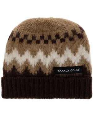 Canada Goose Wool Beanie With Sewn-On Logo - Brown