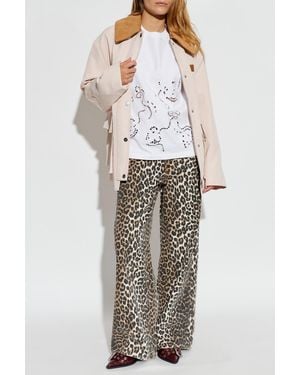 Ganni T-Shirt With Openwork Pattern - White