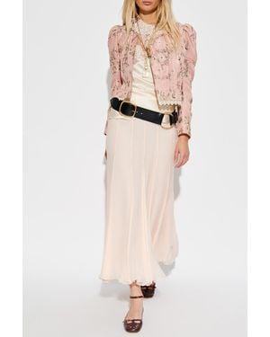 Chloé Silk Top With Lace Insert - Natural