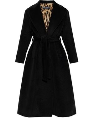 Dolce & Gabbana Belted Wool Coat - Black