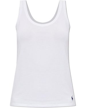 Polo Ralph Lauren Lingerie Top With Embroidered Logo - White