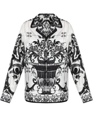 Dolce & Gabbana Silk Shirt With Floral Motif - White