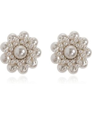 Alessandra Rich Clip-On Pearl Earrings - White