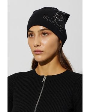Moschino Woolen Hat With Shimmering Sequins - Black