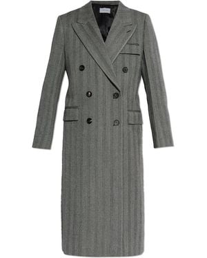 Ferragamo Wool Coat With Herringbone Pattern - Grey