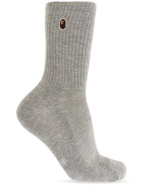 A Bathing Ape Socks With Logo - Grey