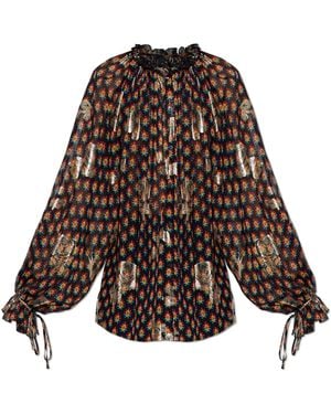 Etro Silk Top With Lurex Thread - Brown