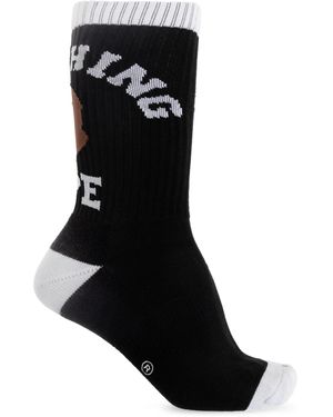 A Bathing Ape Socks With Logo - Black