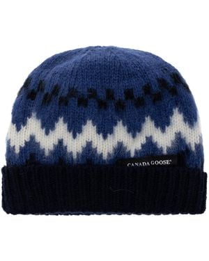 Canada Goose Wool Beanie With Embroidered Logo - Blue