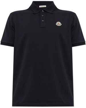 Moncler Polo With Logo Patch - Black