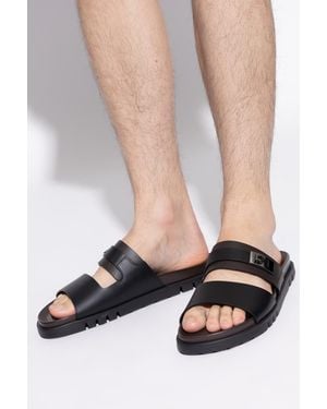 Ferragamo Leather Slides - Black