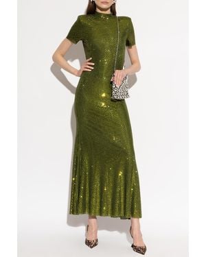 Self-Portrait Dress With Shimmering Sequins - Green