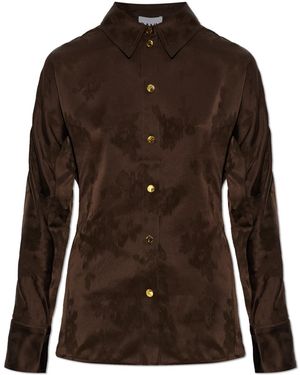 Ganni Shirt With Drawstrings - Brown