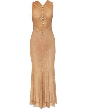 Self-Portrait Sequin Sleeveless Maxi Dress - White