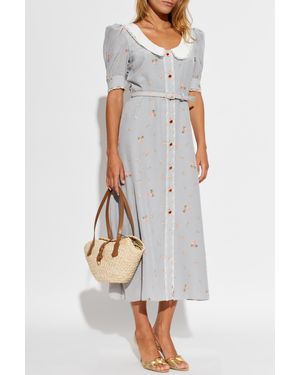 Alessandra Rich Floral Motif Dress - Gray