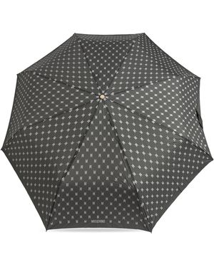 Moschino Folding Umbrella With Monogram - Gray