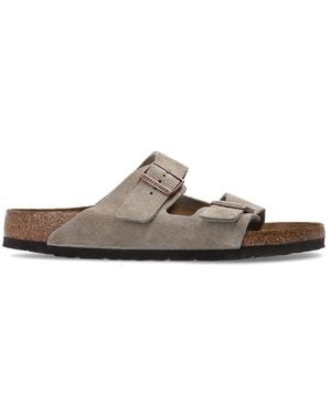 Birkenstock 'Boston Bs' Suede Slides - Natural