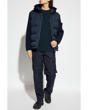 Stone Island Down Jacket With Logo Patch - Blue