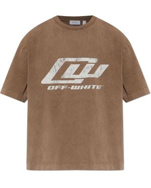Off-White c/o Virgil Abloh T-Shirt With Printed Logo - Brown