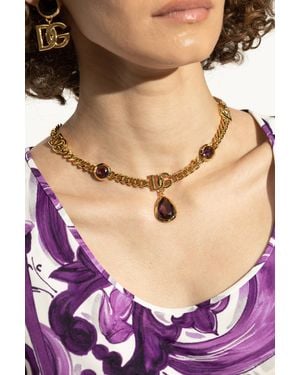 Dolce & Gabbana Necklace With Shimmering Crystals - Purple