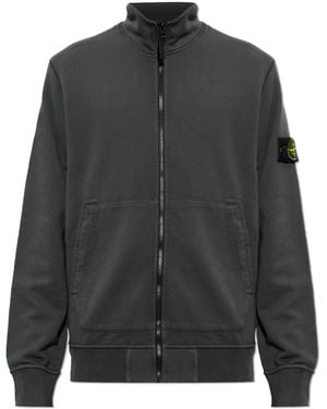 Stone Island Sweatshirt With Stand-Up Collar - Black